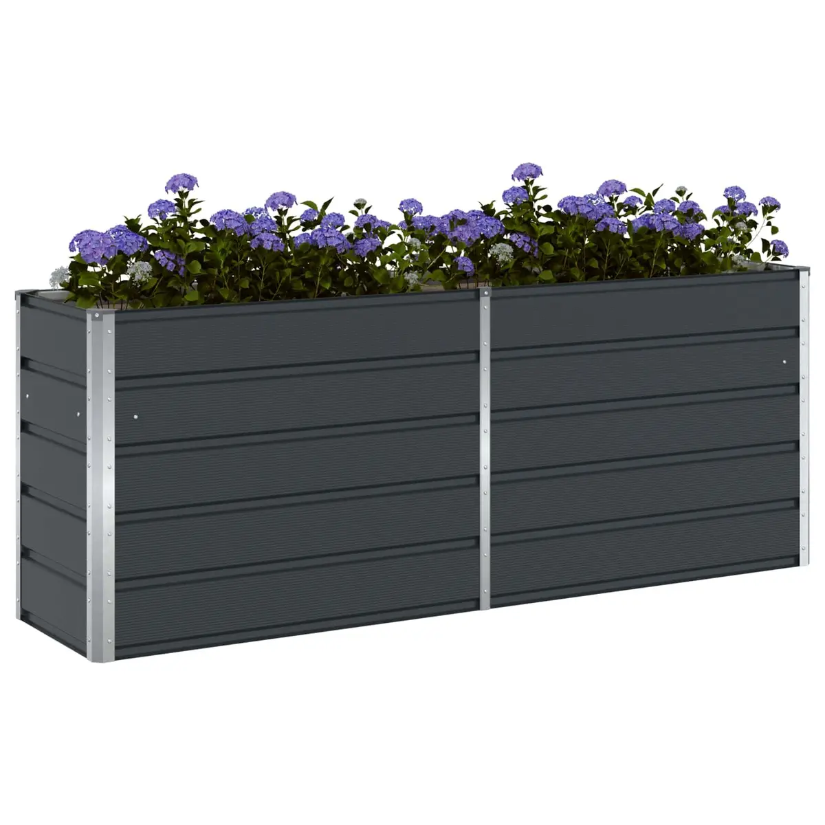 Steel Planter Anthracite 195 x 50 x 75 cm Galvanised Outdoor Pot