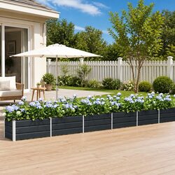 Galvanised Steel Planter Anthracite 580 x 50 x 45 cm Garden Outdoor Pot Box