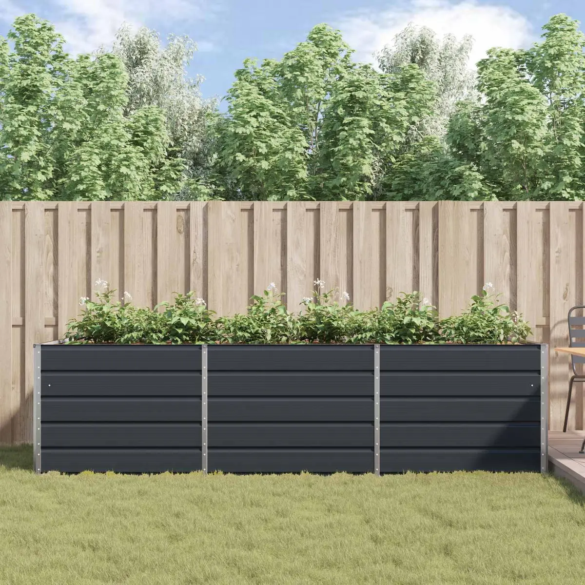Steel Planter Anthracite 290 x 100 x 75 cm Galvanised Outdoor Pot