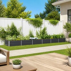 Compact Anthracite Steel Planter: Durable Outdoor Solution 580x100x45cm