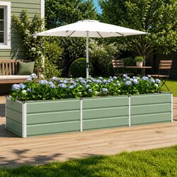 Compact Green Steel Planter 240 x 80 x 45 cm