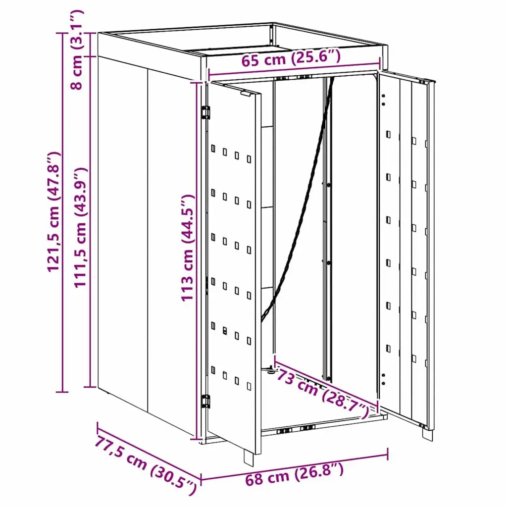 Wheelie Bin Storage Black Single 240L Outdoor Garden Waste Concealment with Planter Roof