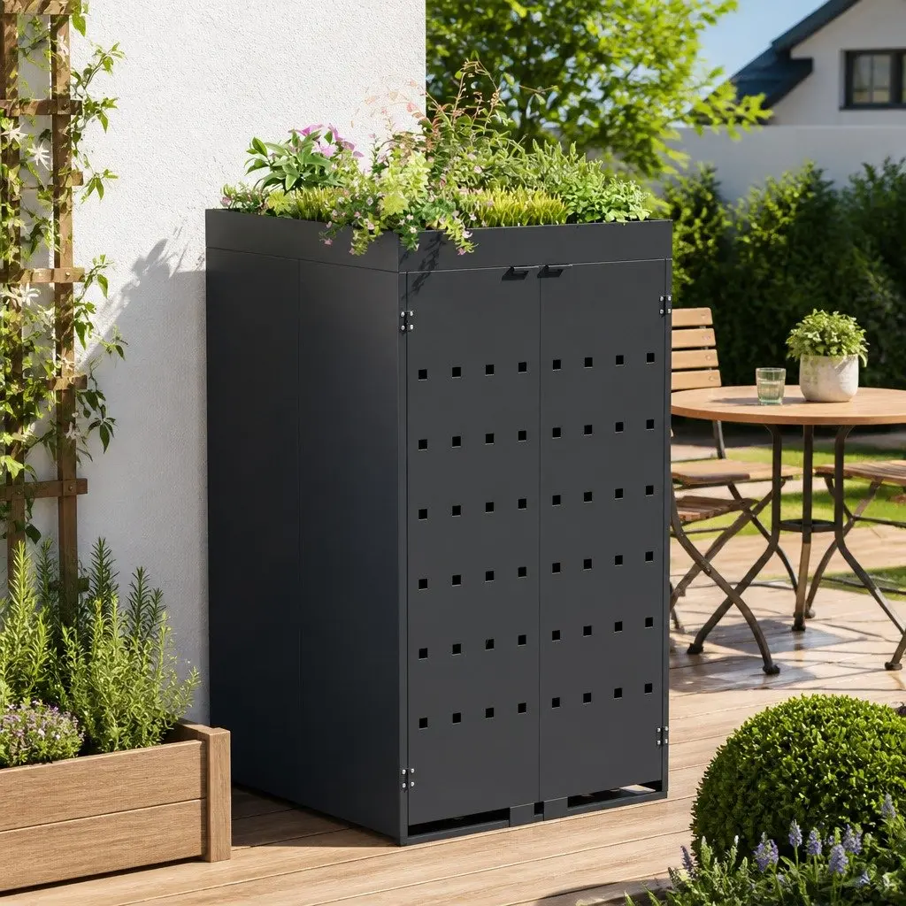 Wheelie Bin Storage with Planter Roof for Single Bin