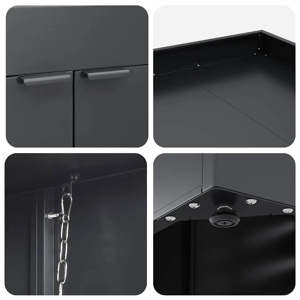 Wheelie Bin Storage with Planter Roof for Single 240L Waste Container Anthracite