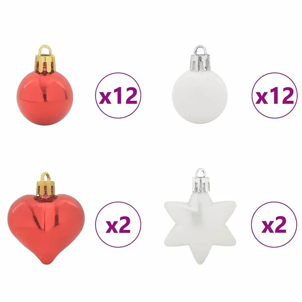 Christmas Bauble Set Red White 6 cm Modern Minimalist Plastic Ornaments