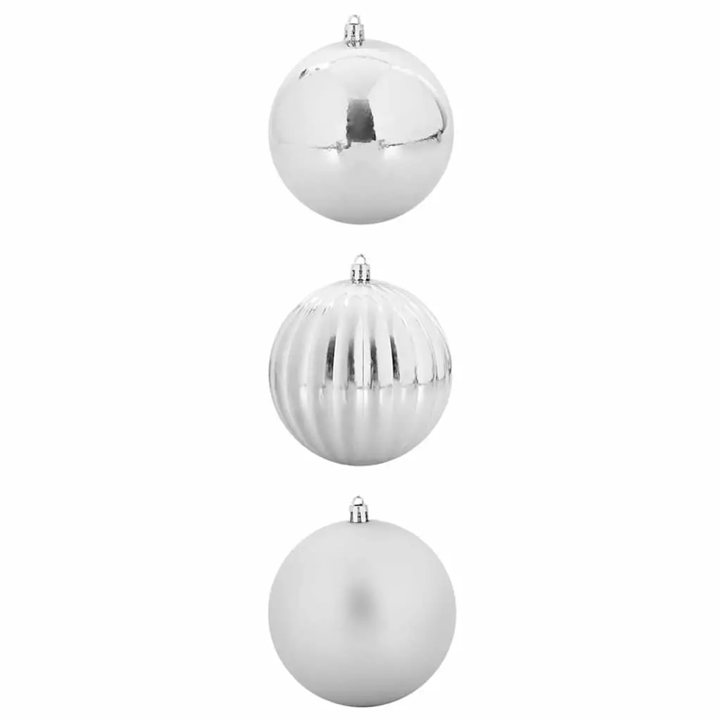 Christmas Bauble Set 3 Pcs Silver 25cm Plastic Ornaments Modern Holiday Decor