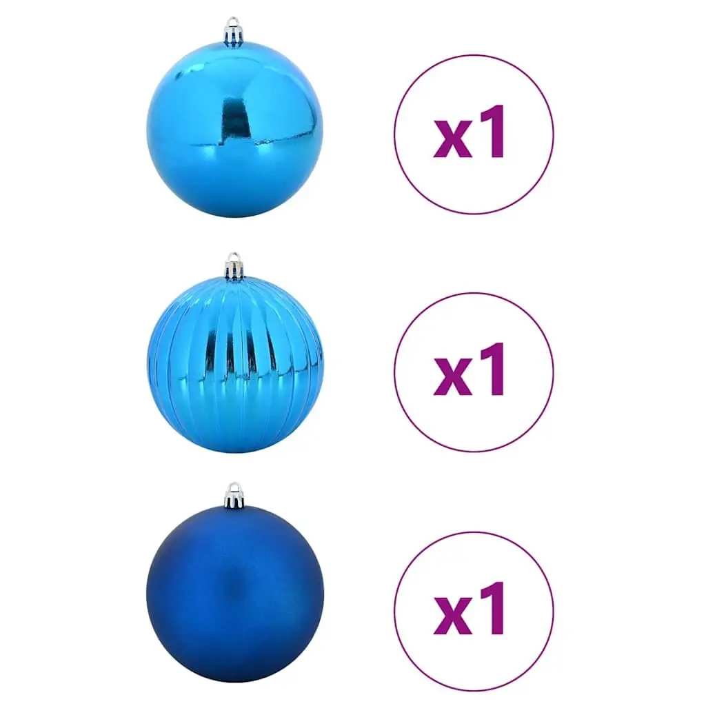 Christmas Bauble Set Blue Ø 25cm 3 Pieces Plastic Ornaments with Loops