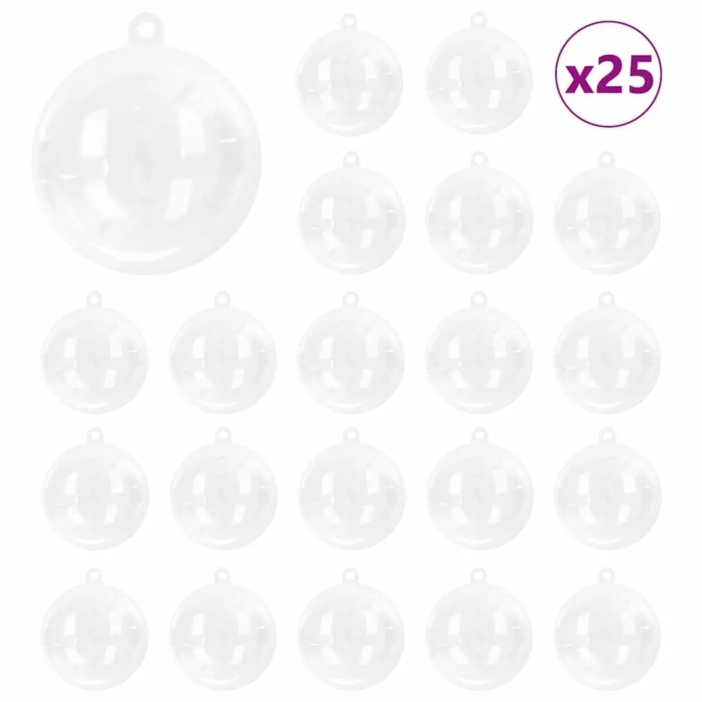 Christmas Bauble Ornament Set 25 pcs Transparent 10cm Festive Tree Decoration