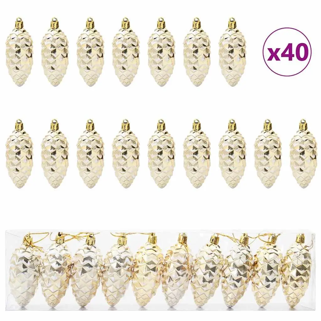 Christmas Pine Cone Ball Ornaments Gold 40 Piece Glossy Finish