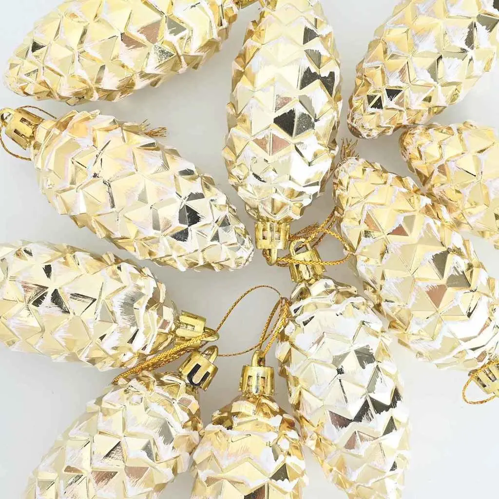 Christmas Pine Cone Ball Ornaments Gold 40 Piece Glossy Finish