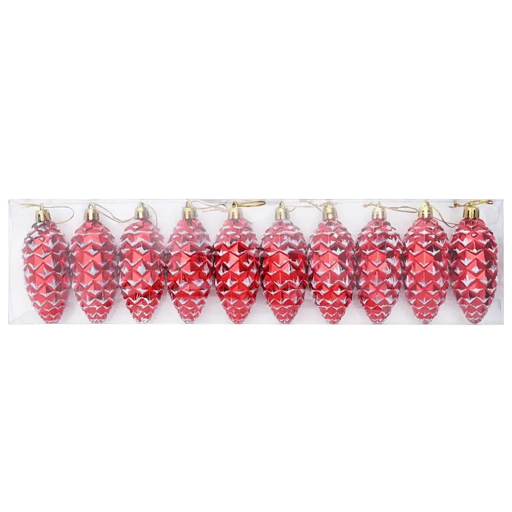 Christmas Pine Cone Ball Ornaments Red 40 Piece Glossy Plastic