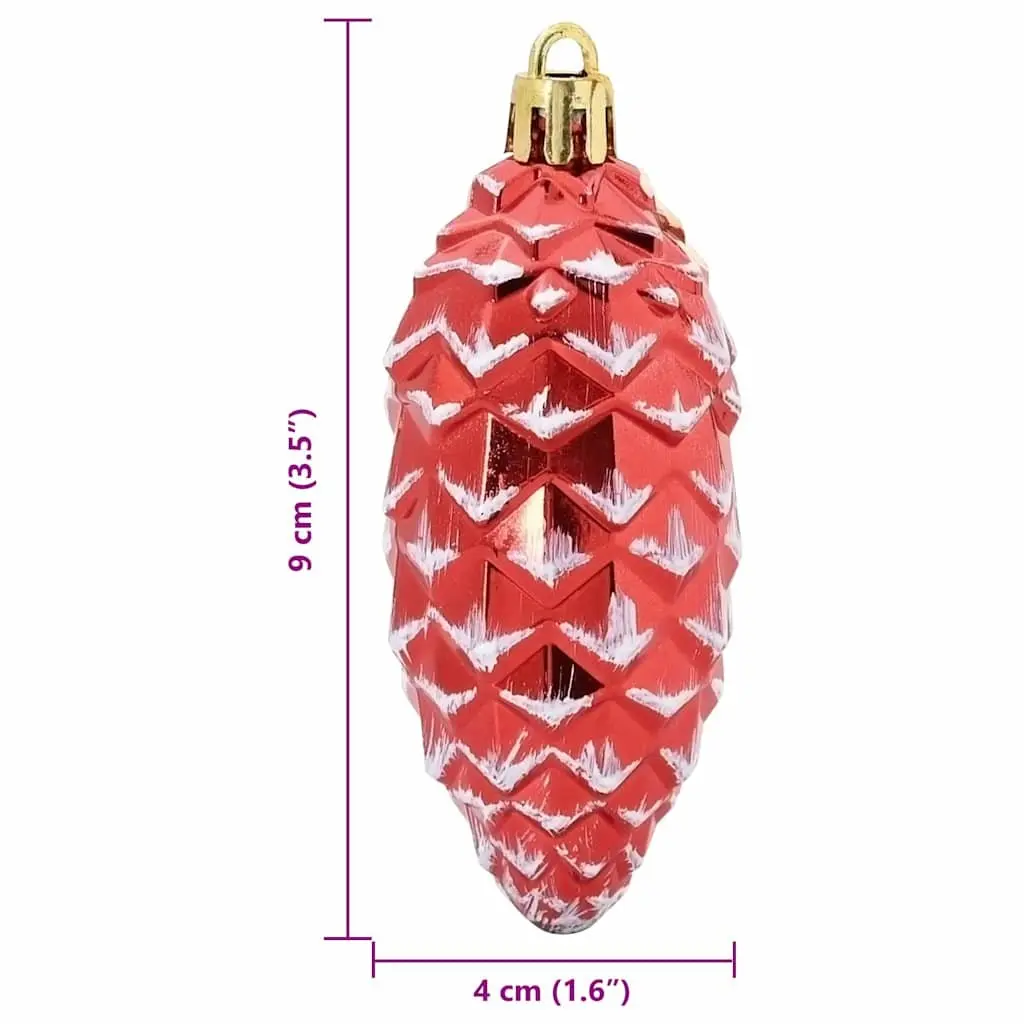 Christmas Pine Cone Ball Ornaments Red 40 Piece Glossy Plastic