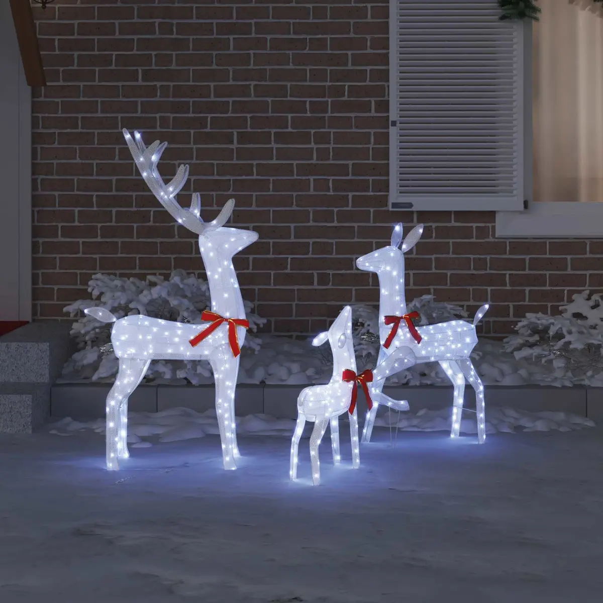 Reindeer Family 3 Piece Fabric Decoration Cool White LED Indoor Outdoor