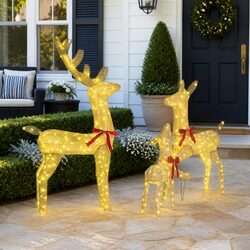 Reindeer Family 3 Piece Set: LED Lights for Holidays