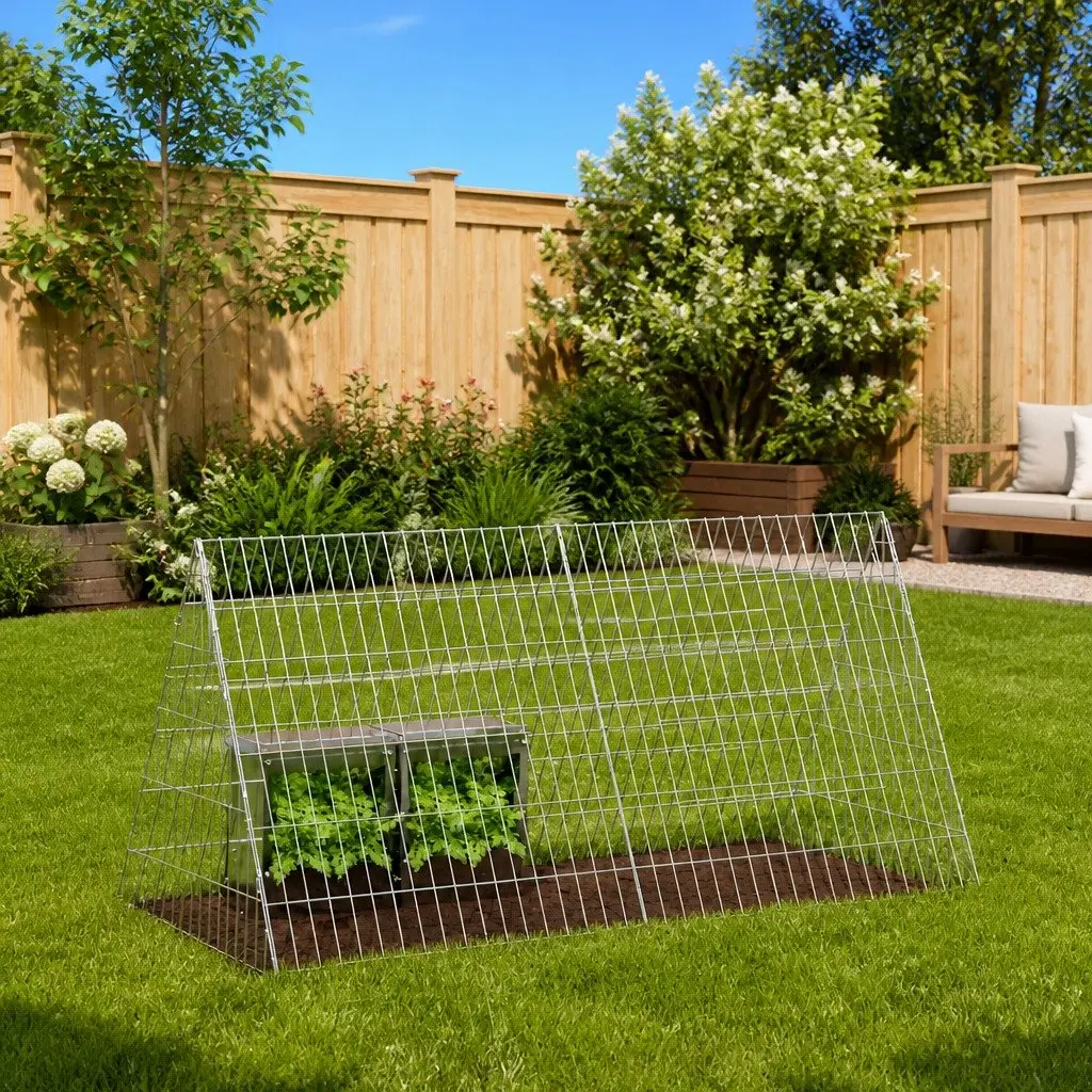 Rabbit Cage Silver Galvanised Steel 110x55x55cm Outdoor Garden Small Animal Hutch