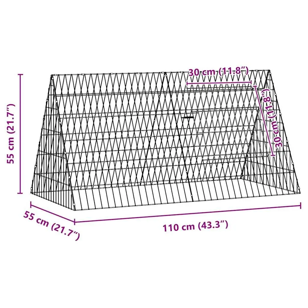 Rabbit Cage Silver Galvanised Steel 110x55x55cm Outdoor Garden Small Animal Hutch