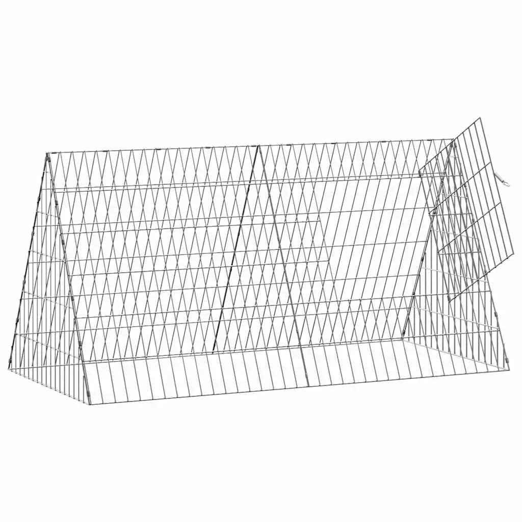 Rabbit Cage Silver Galvanised Steel 110x55x55cm Outdoor Garden Small Animal Hutch