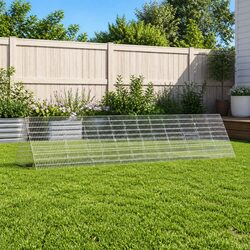 Rabbit Cage Outdoor Galvanised Steel Silver 430 x 100 x 85 cm Pet Enclosure