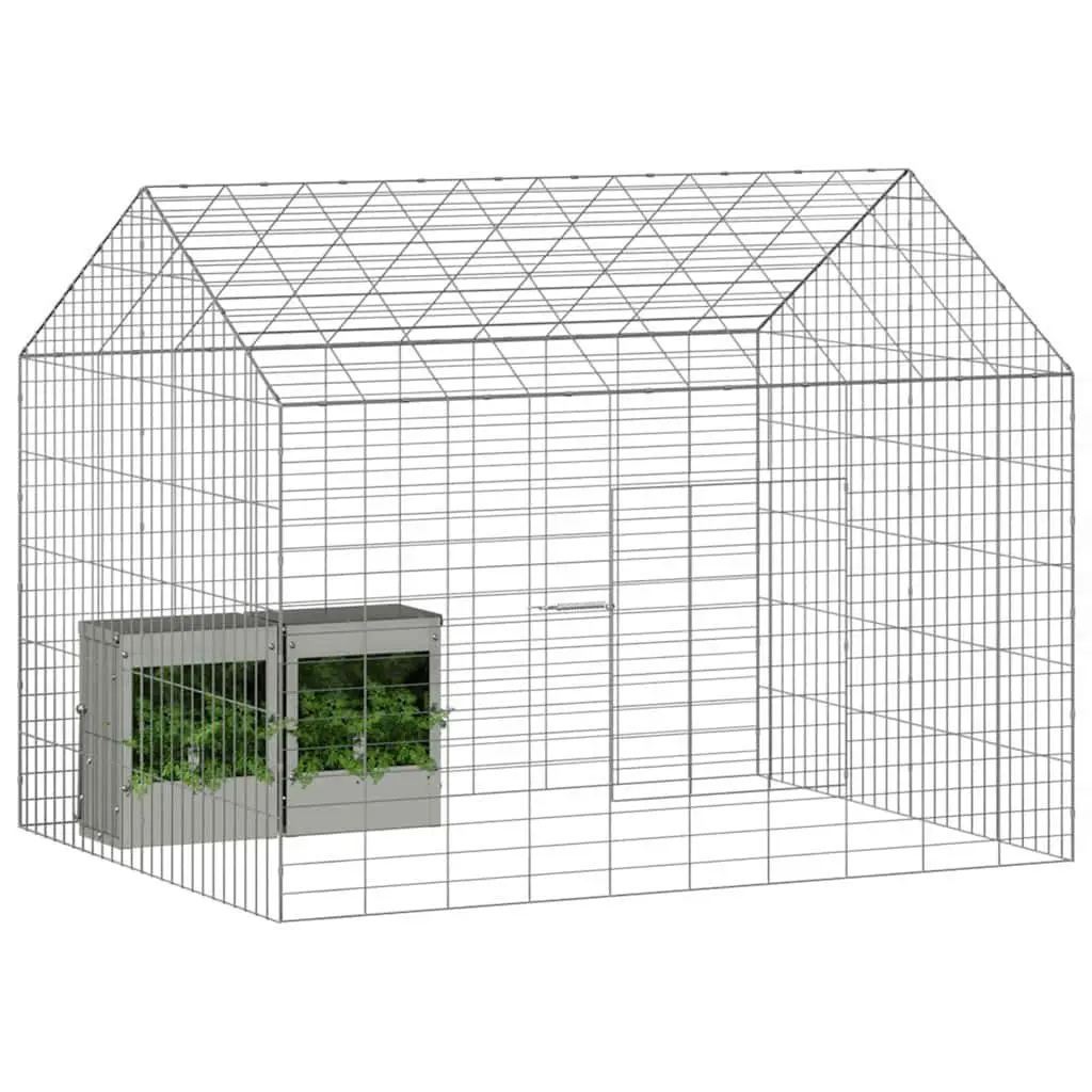 Rabbit Cage Silver 100 x 78 x 78 cm Galvanised Steel Outdoor Habitat