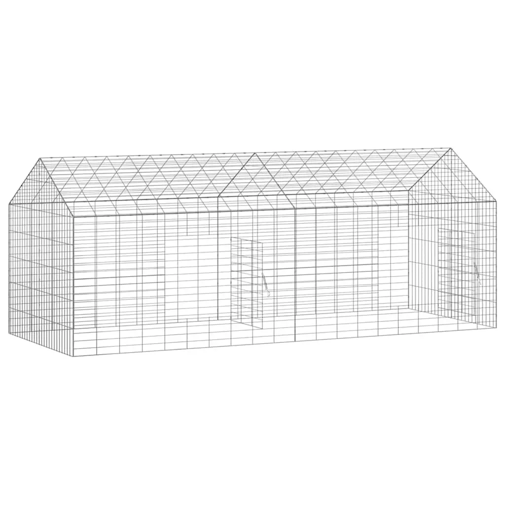 Rabbit Cage Silver 200x78x78cm Outdoor Habitat Galvanised Steel