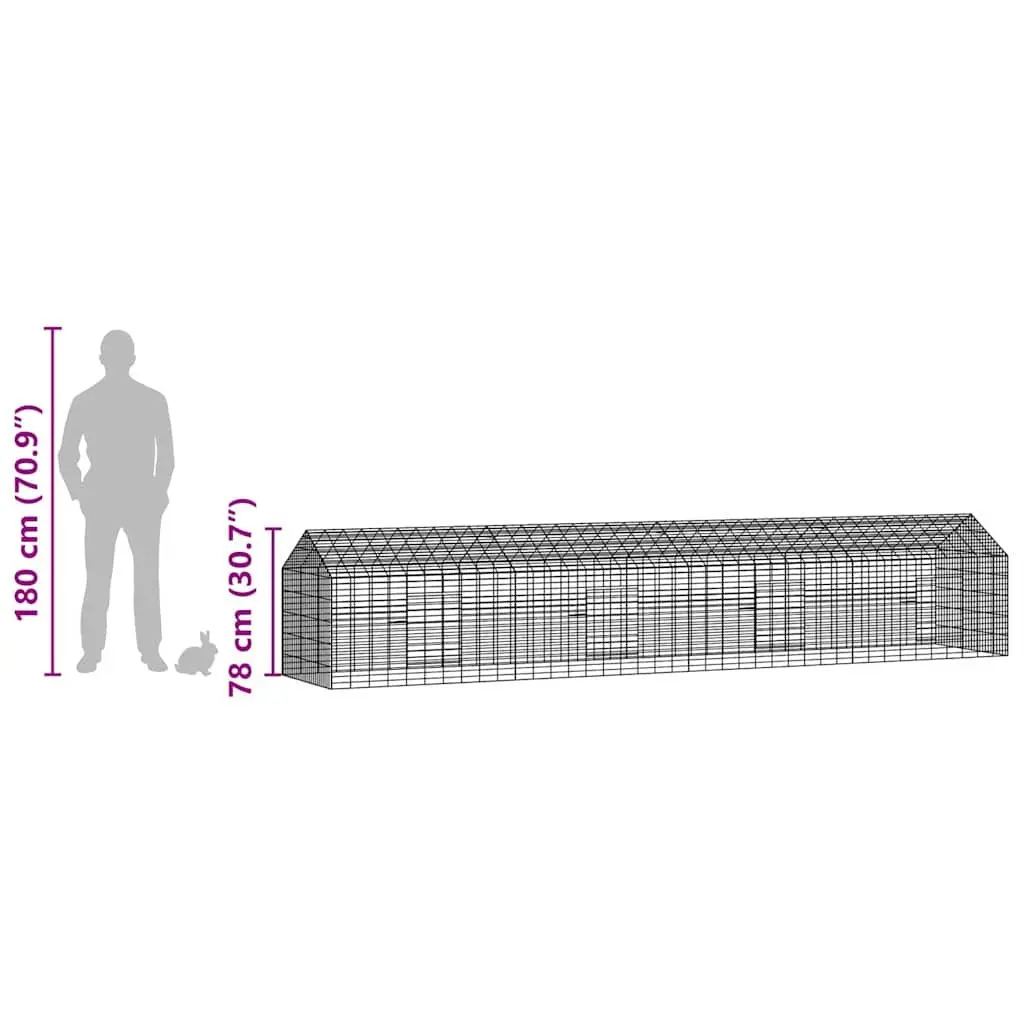 Rabbit Cage Silver 400x78x78cm Galvanized Steel Outdoor Weatherproof Garden Hutch Enclosure