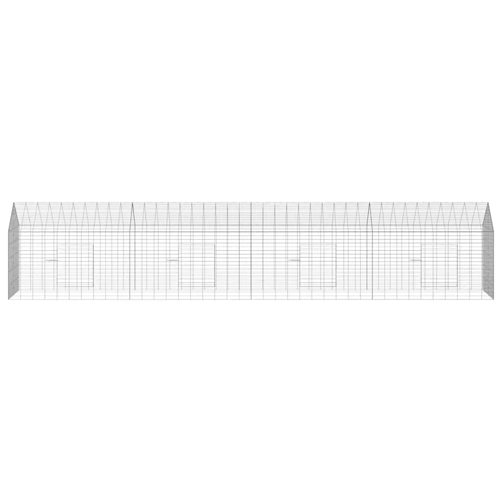 Rabbit Cage Silver 400x78x78cm Galvanized Steel Outdoor Weatherproof Garden Hutch Enclosure