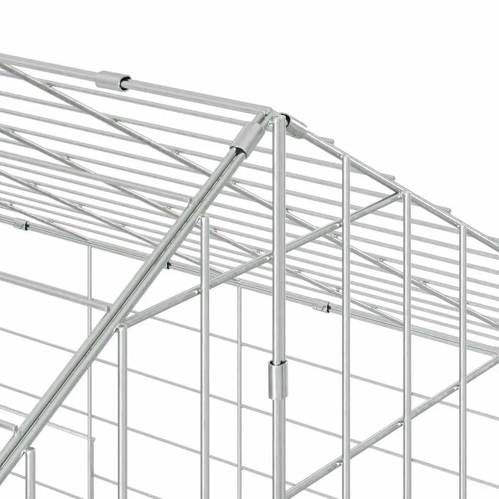 Rabbit Cage Silver 400x78x78cm Galvanized Steel Outdoor Weatherproof Garden Hutch Enclosure