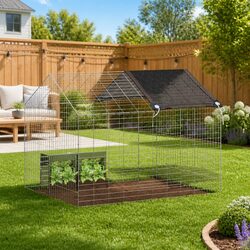 Outdoor Rabbit Cage: Silver Galvanised Steel 100 x 78 x 78 cm