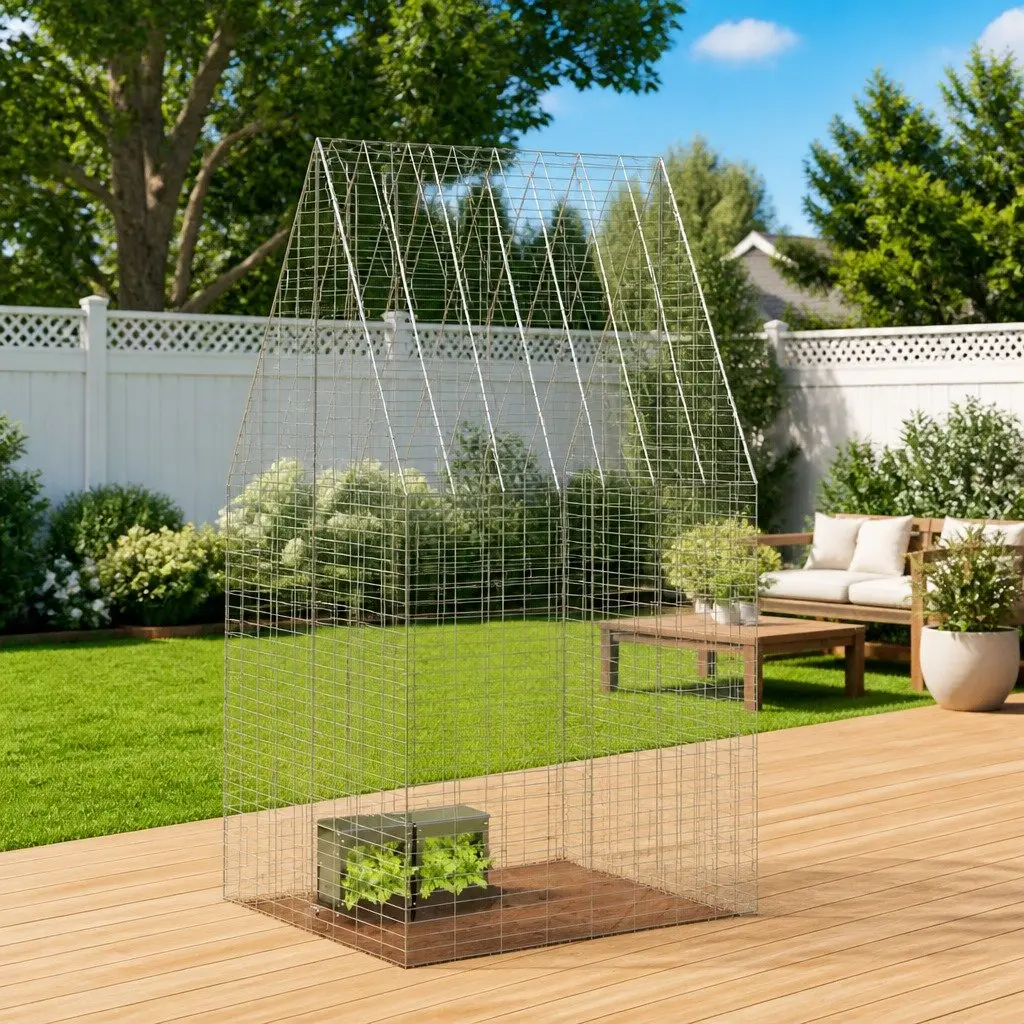 Small Animal Habitat Cage Silver 100 x 100 x 210 cm Galvanised Steel Weather Resistant