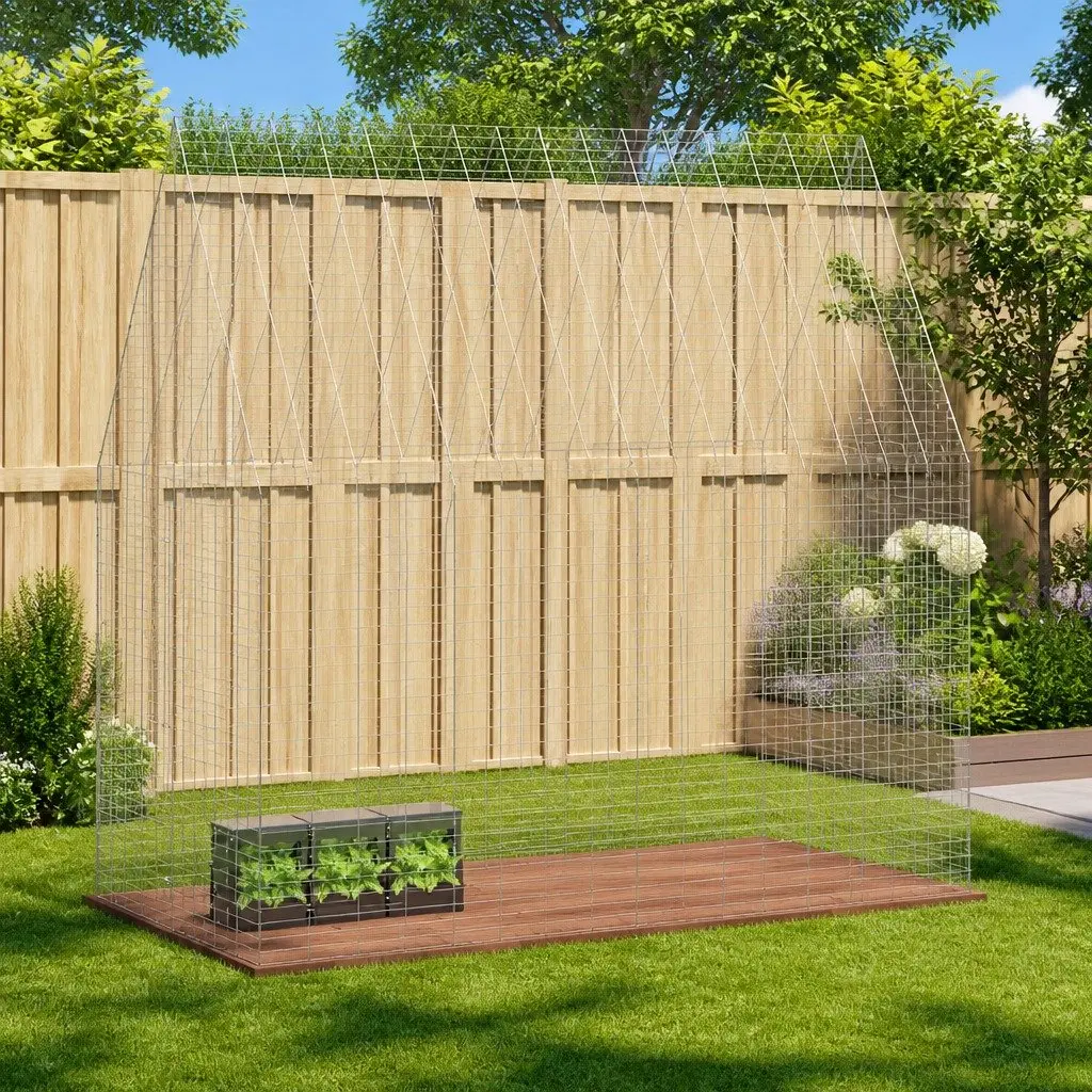 Rabbit Cage Silver 200x100x210cm Galvanised Steel Outdoor Hutch