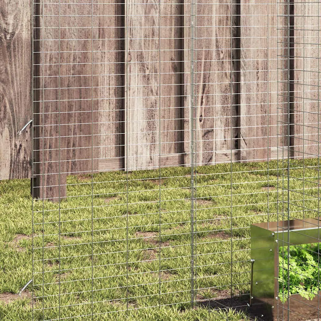Outdoor Rabbit Cage Silver Galvanised Steel Spacious Secure Habitat