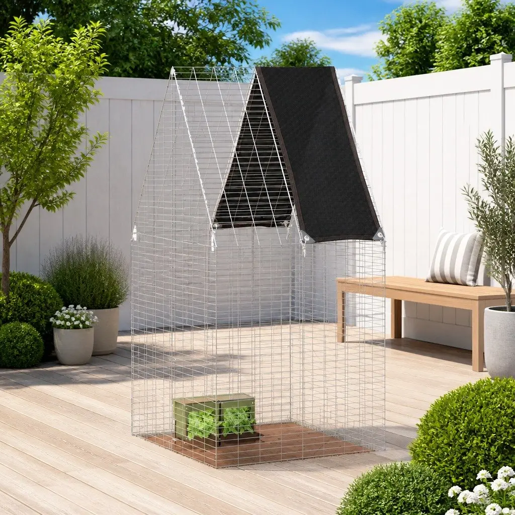 Small Animal Cage Silver 100x100x210cm Weather Resistant Galvanised Steel