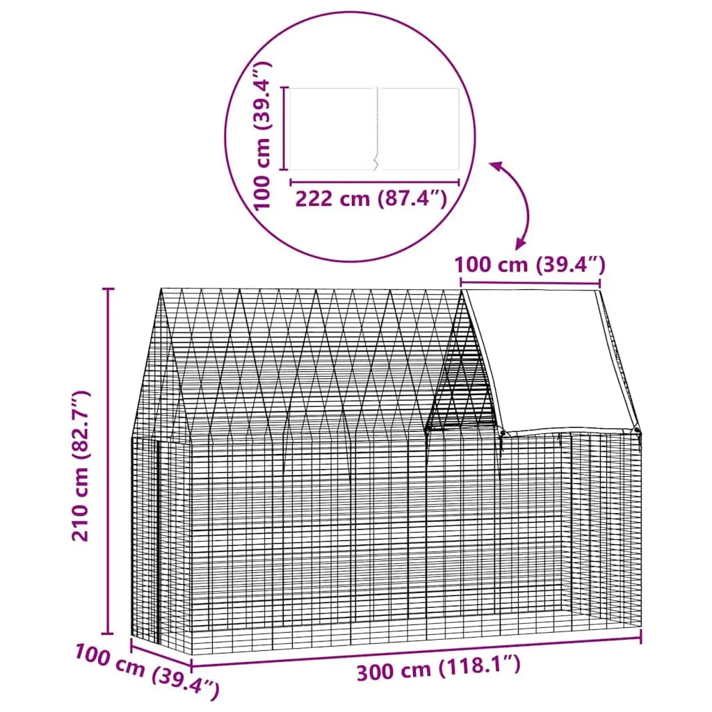 Small Animal Cage Silver 300x100x210cm Outdoor Habitat for Rabbit Guinea Pig Hamster
