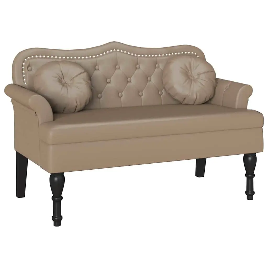 Chesterfield Bench Brown Faux Leather 120.5 x 65 x 75 cm Button Tufted Padded Seat