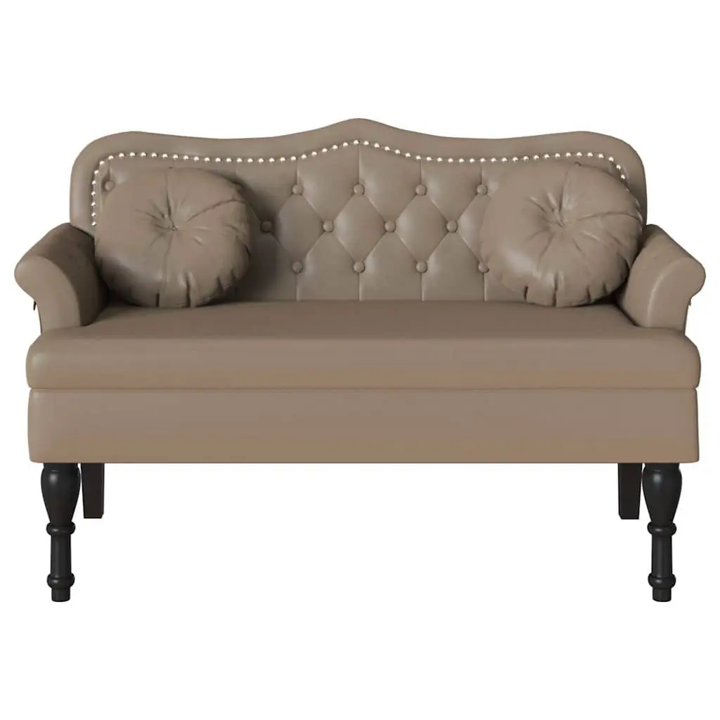 Chesterfield Bench Brown Faux Leather 120.5 x 65 x 75 cm Button Tufted Padded Seat