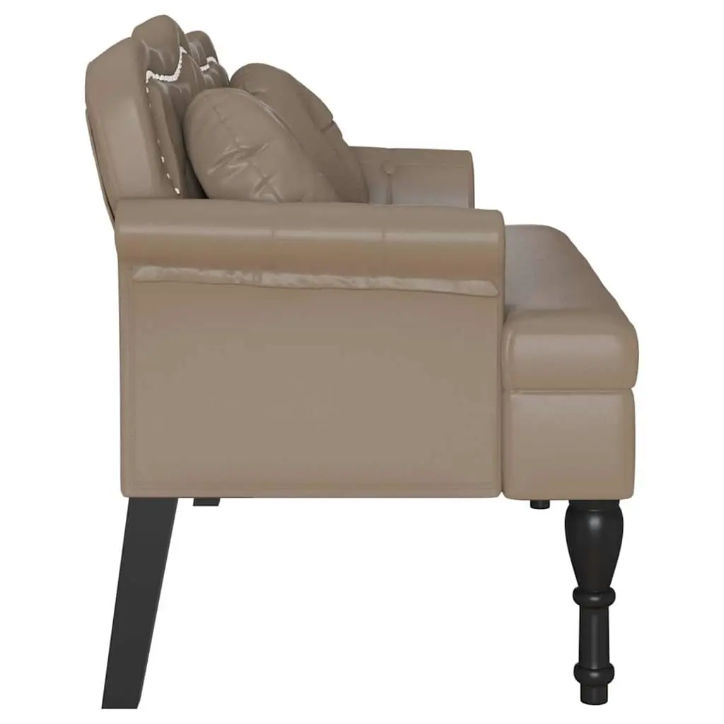 Chesterfield Bench Brown Faux Leather 120.5 x 65 x 75 cm Button Tufted Padded Seat