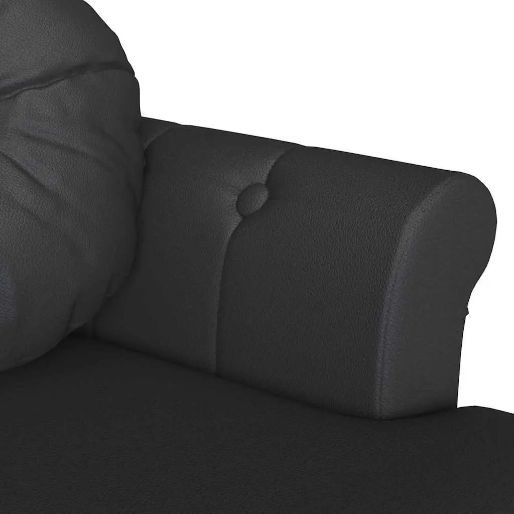 Chesterfield Bench Black Faux Leather Button Tufted Seat Padded Cushion
