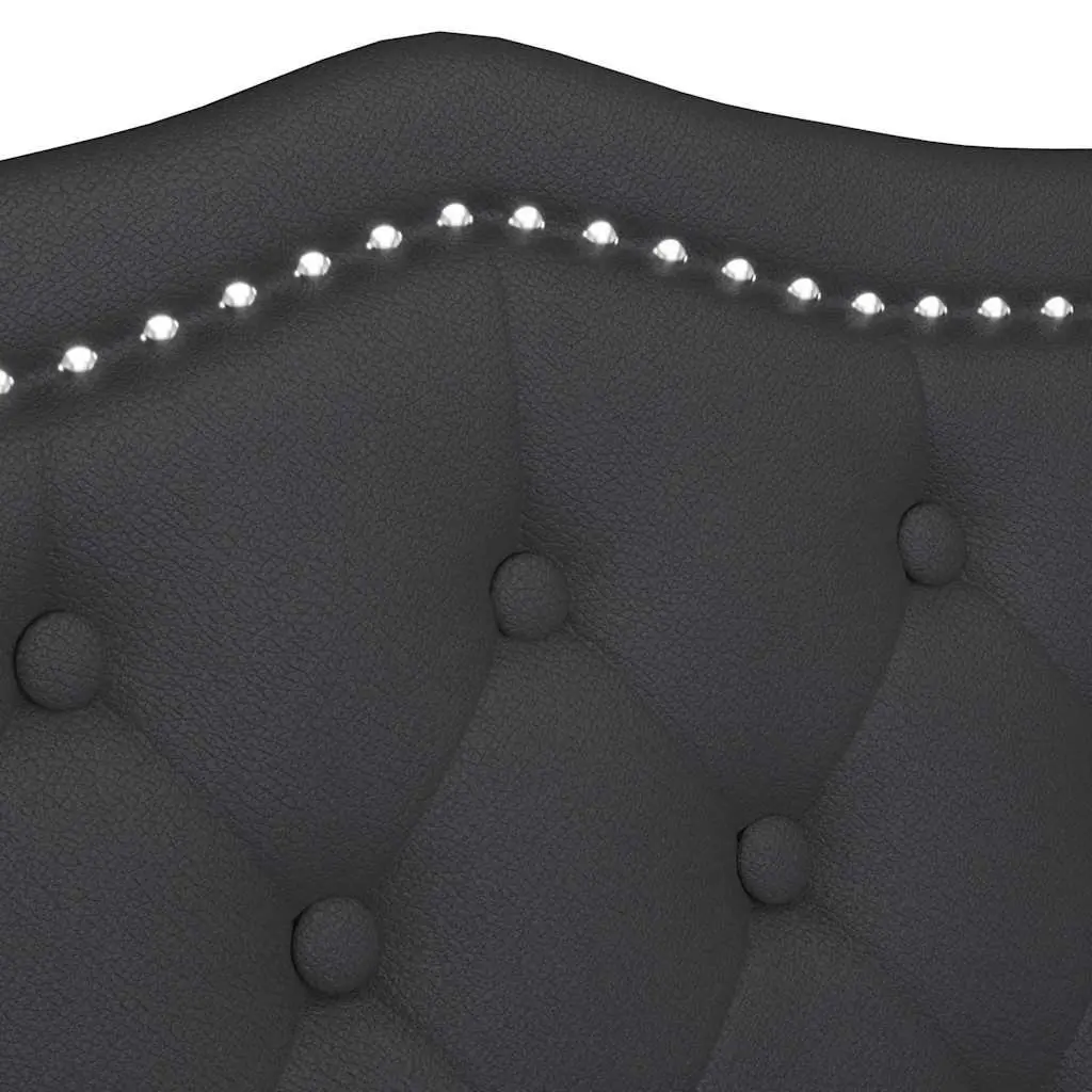 Chesterfield Bench Black Faux Leather Button Tufted Seat Padded Cushion