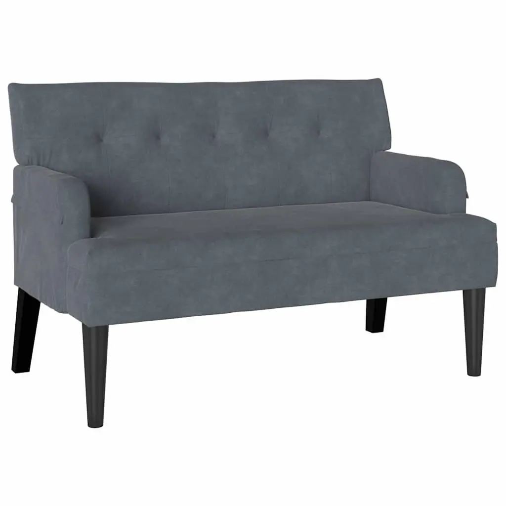 Chesterfield Bench Dark Grey Velvet Upholstered Lounge Seating with Backrest