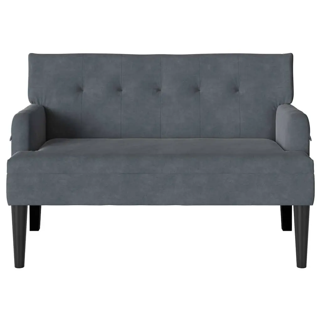 Chesterfield Bench Dark Grey Velvet Upholstered Lounge Seating with Backrest