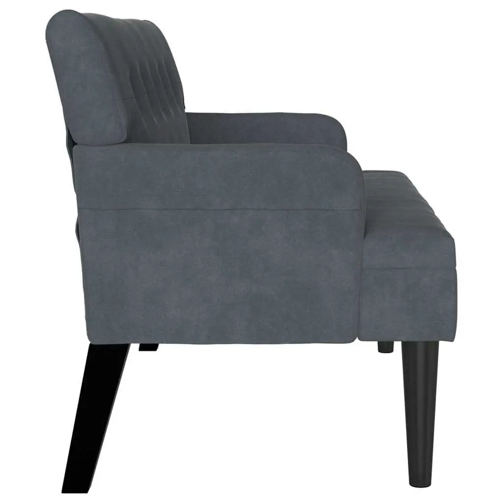 Chesterfield Bench Dark Grey Velvet Upholstered Lounge Seating with Backrest