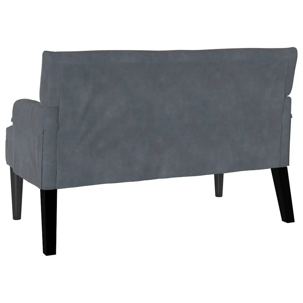 Chesterfield Bench Dark Grey Velvet Upholstered Lounge Seating with Backrest