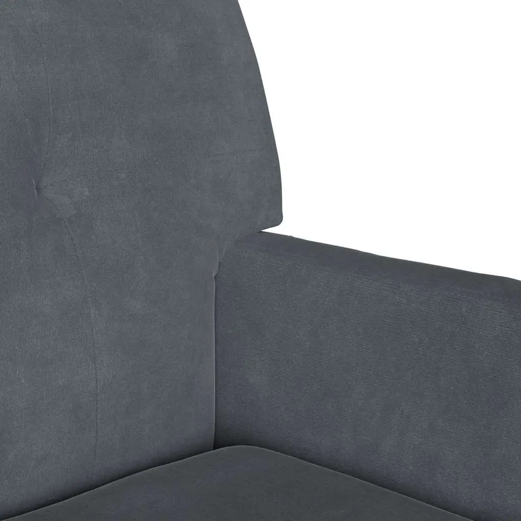Chesterfield Bench Dark Grey Velvet Upholstered Lounge Seating with Backrest