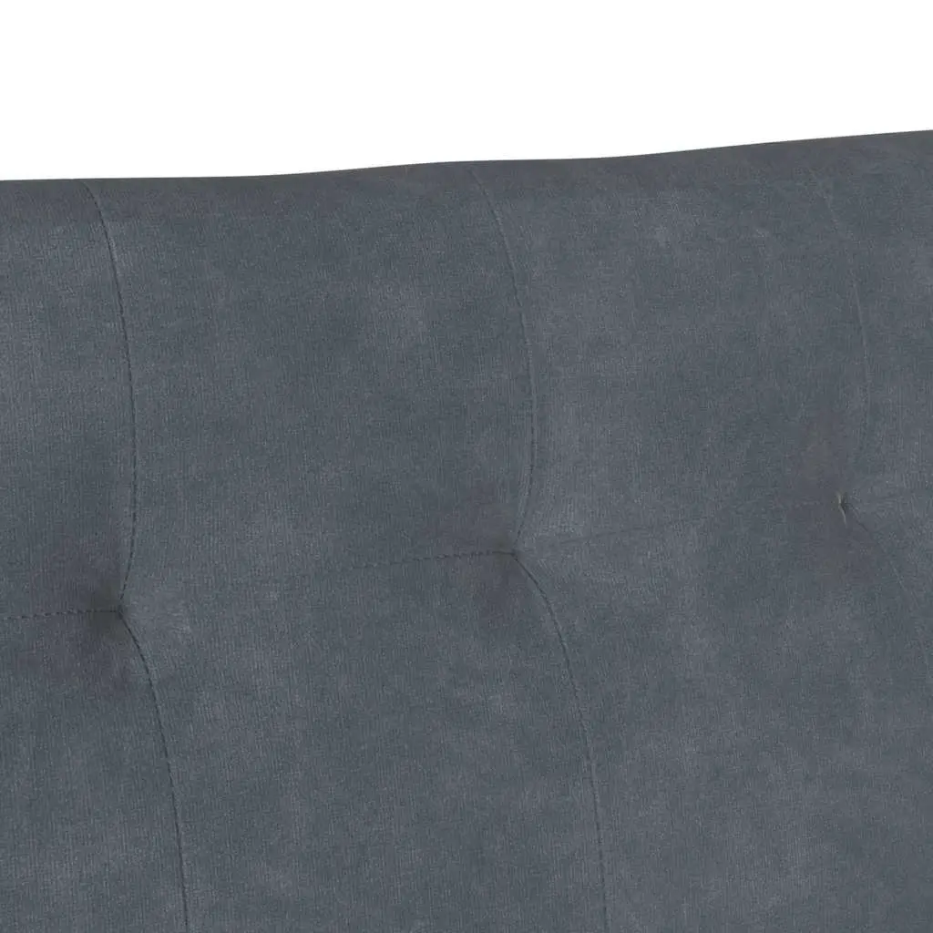 Chesterfield Bench Dark Grey Velvet Upholstered Lounge Seating with Backrest