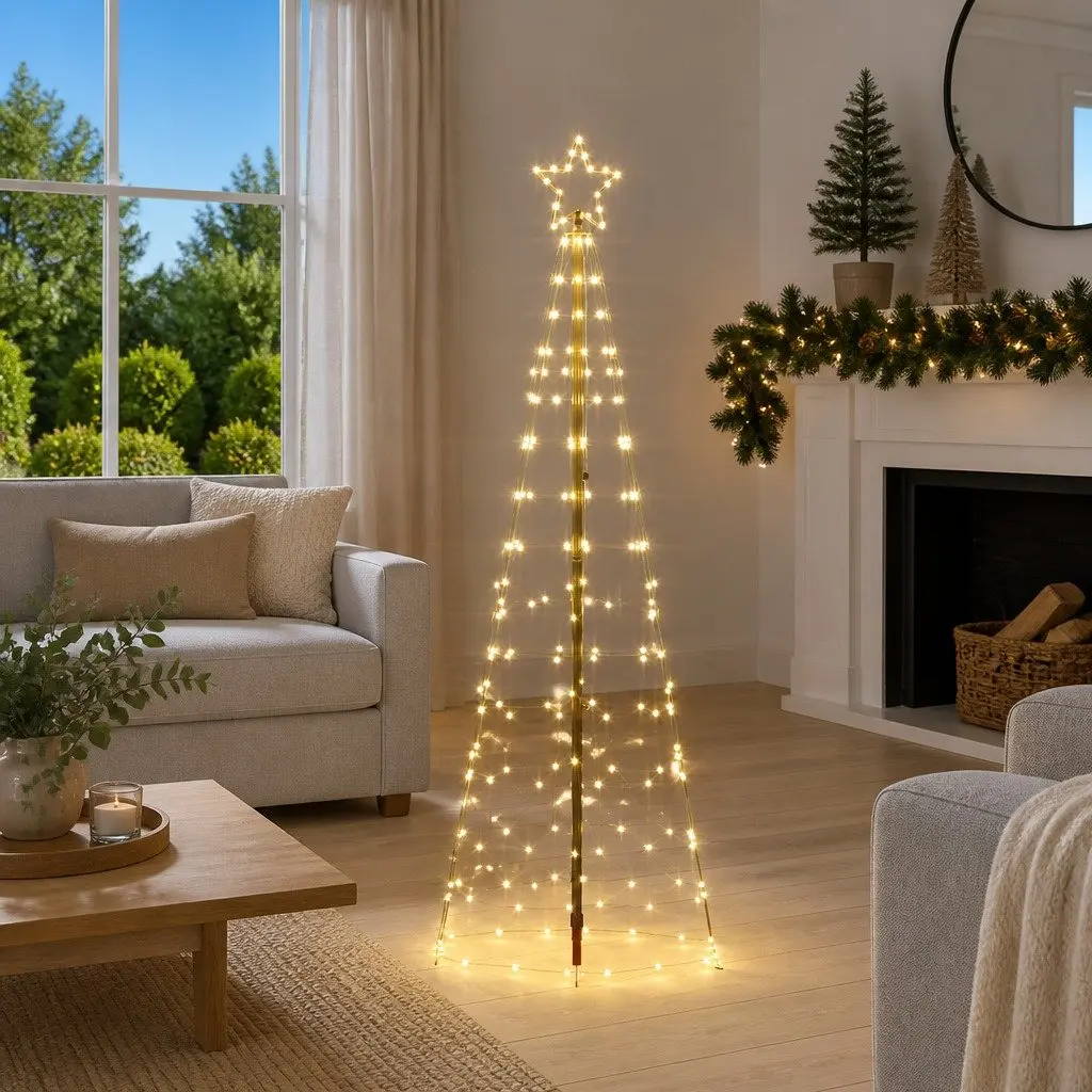 LED Christmas Tree with Ground Spikes Warm White 250cm Indoor Outdoor Decor