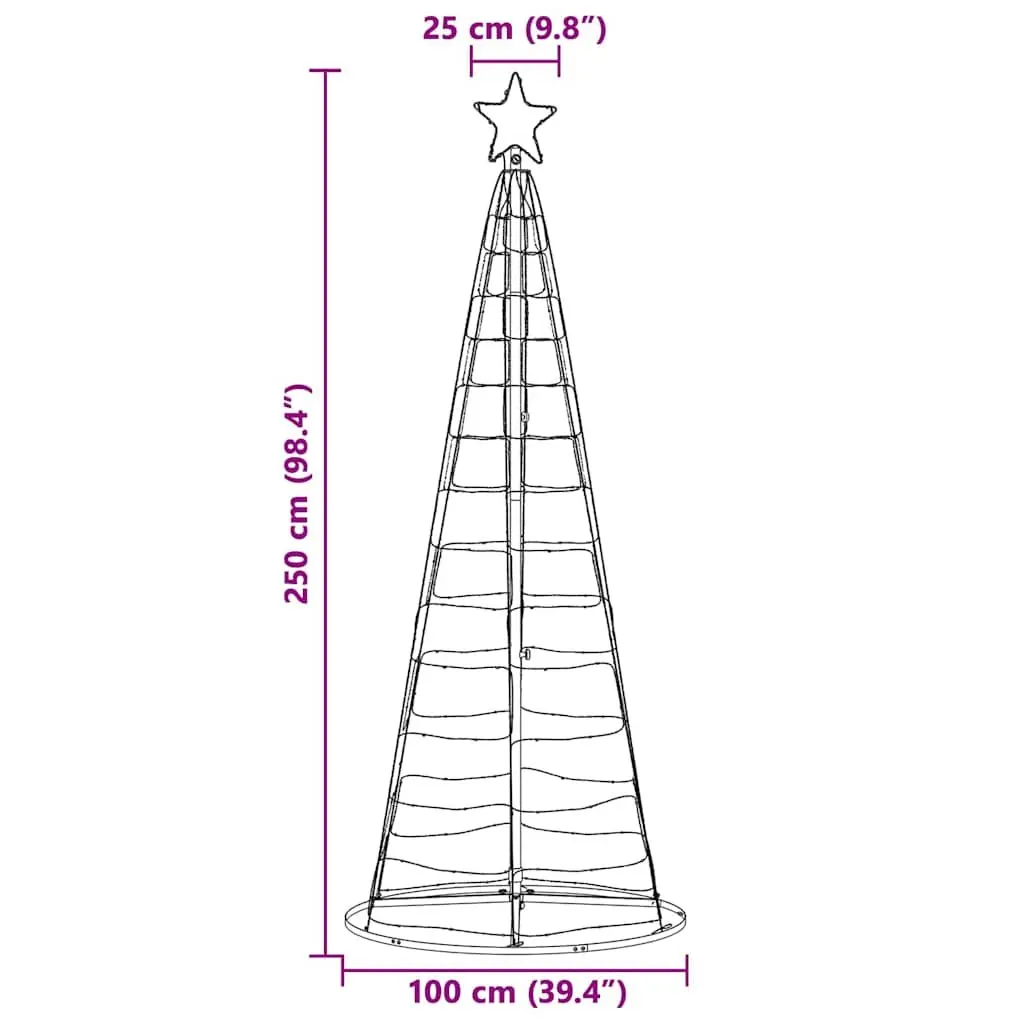 Christmas Tree LED Warm White 100x100x250cm Iron Frame 8 Modes Indoor