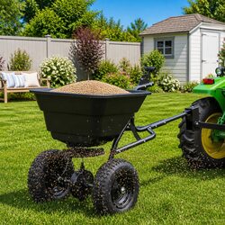 Compact and Efficient Black Lawn Seed Spreader