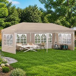 Compact Cream Pop-up Party Tent: 575x289x245cm Dimensions