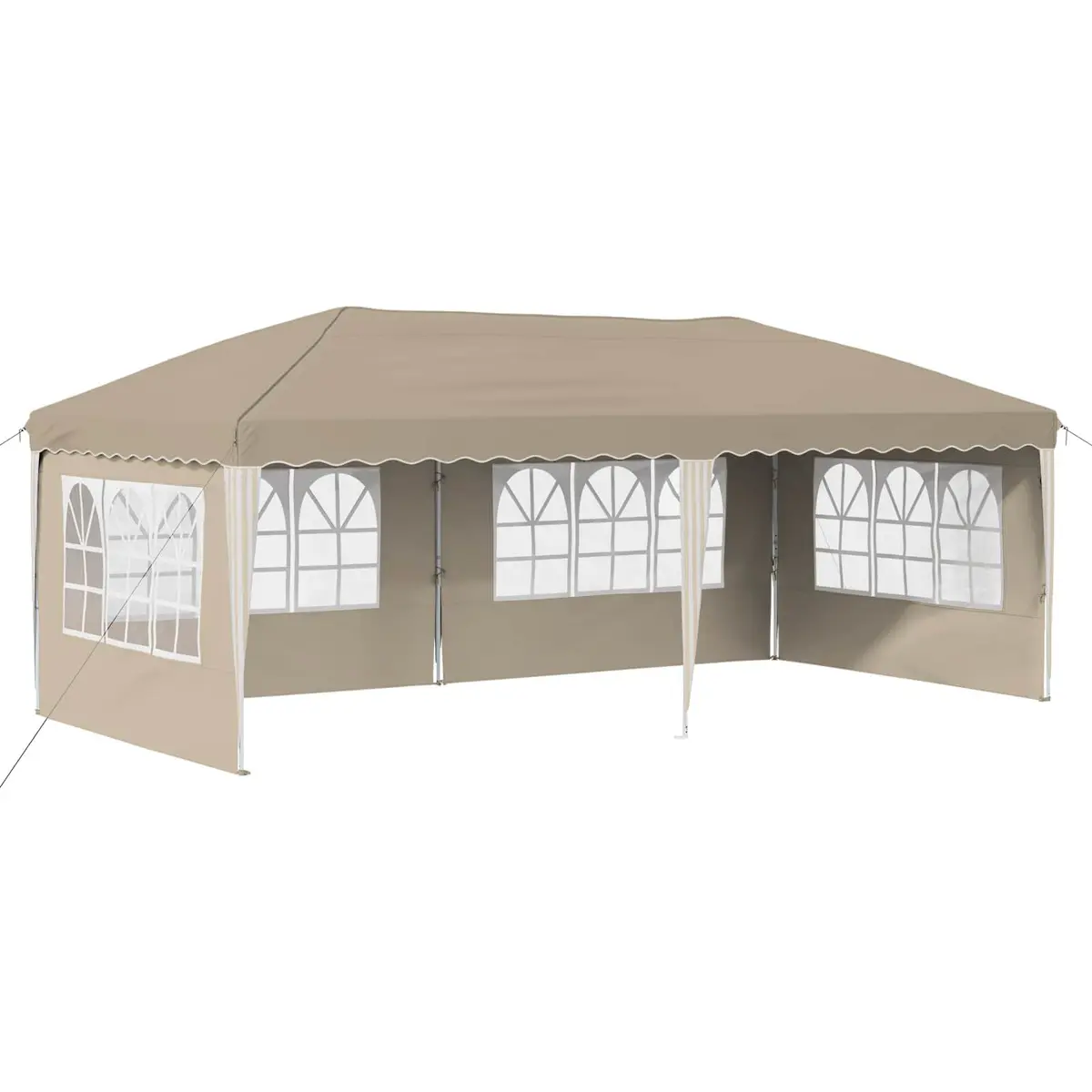 Pop-up Party Tent Cream 575x289x245cm Height Adjustable Weather Resistant