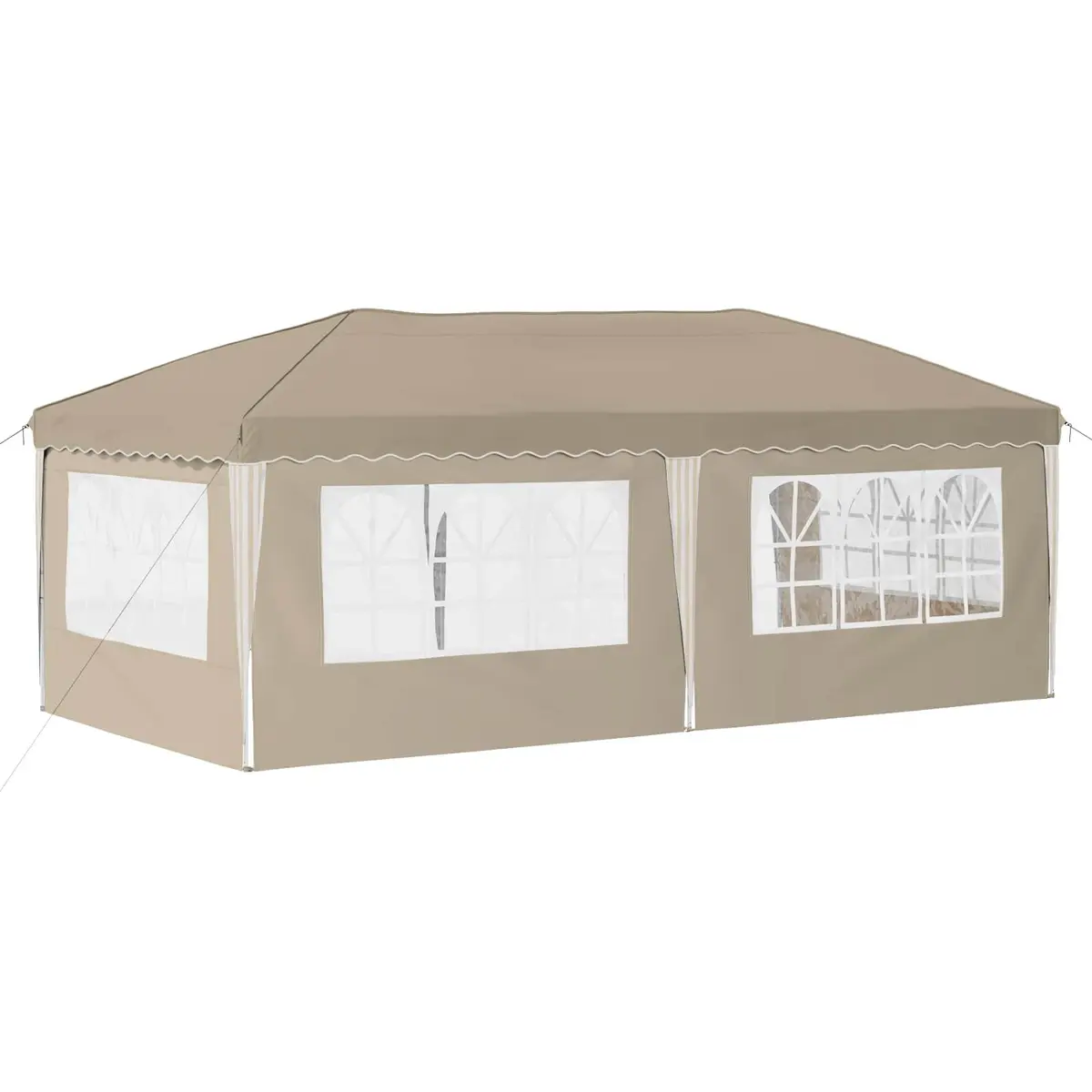 Pop-up Party Tent Cream 575x289x245cm Height Adjustable Weather Resistant